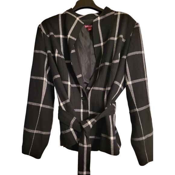 Jessica London Windowpane Belted Jacket - Size 16 - Picture 5 of 8